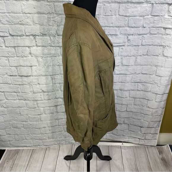 Free people oversize coat w/front pockets low cut collar one button close sz S - Picture 9 of 12